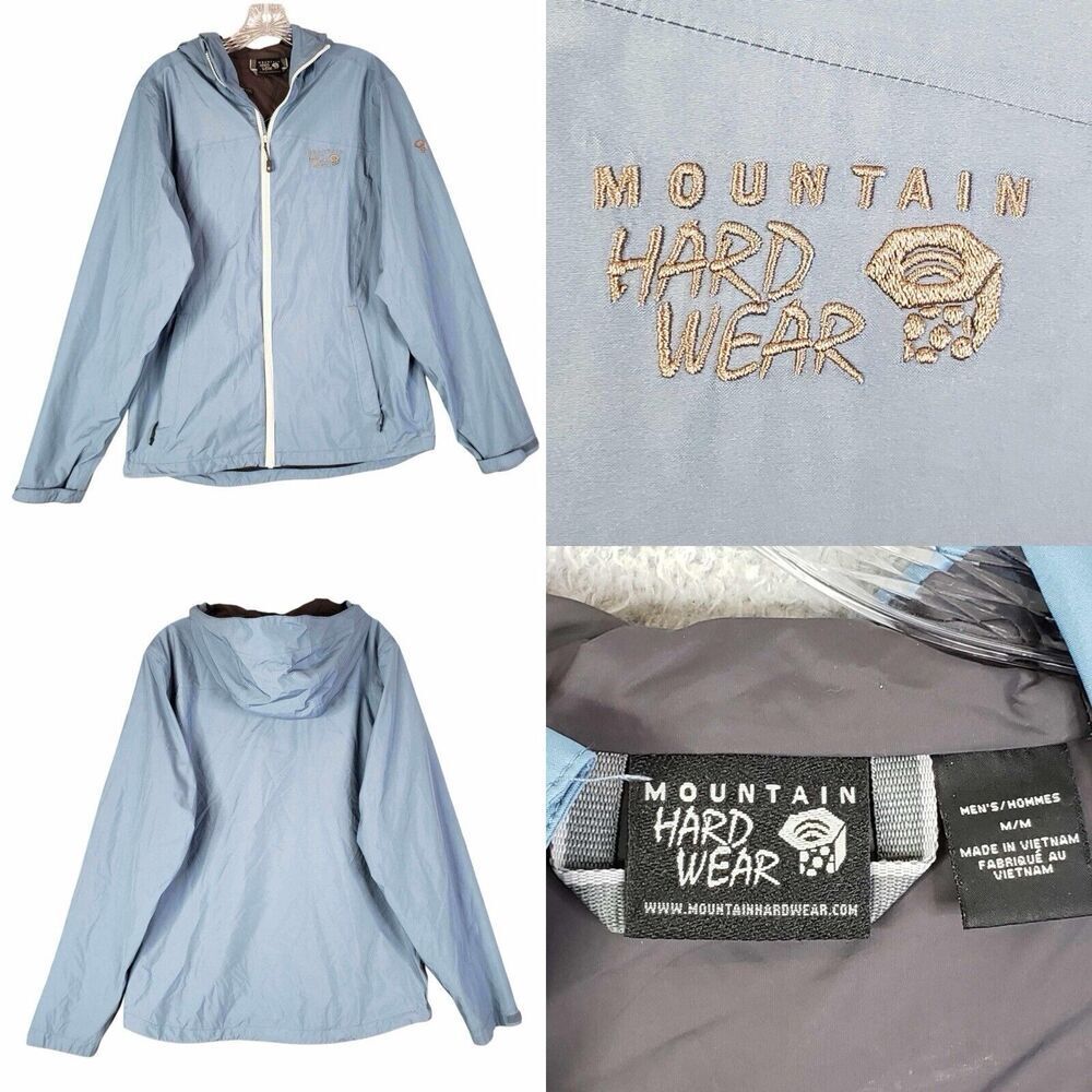 Mountain Hardwear Jacket Men's Size Medium M Windbreaker Blue Hooded